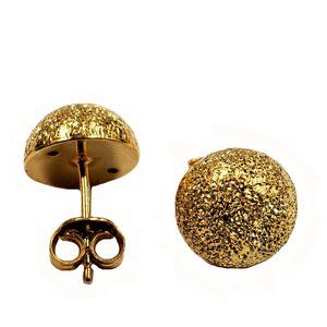 Gold Plated Sterling Silver Round Stud Earrings